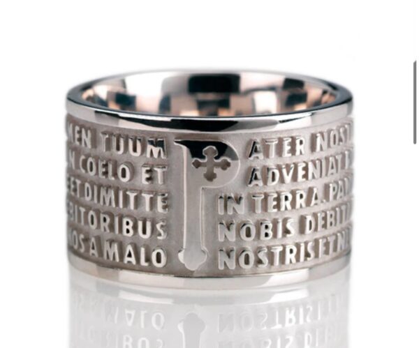 anello TUUM padre nostro rodiato bianco