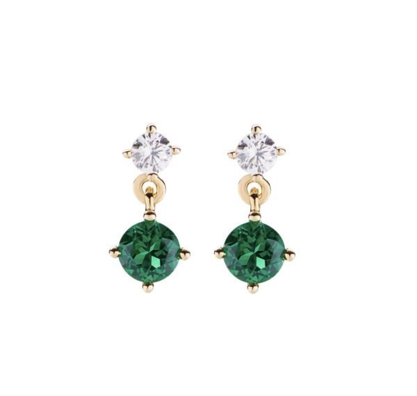 orecchini AMEN dorati con pietra pendente tonda verde